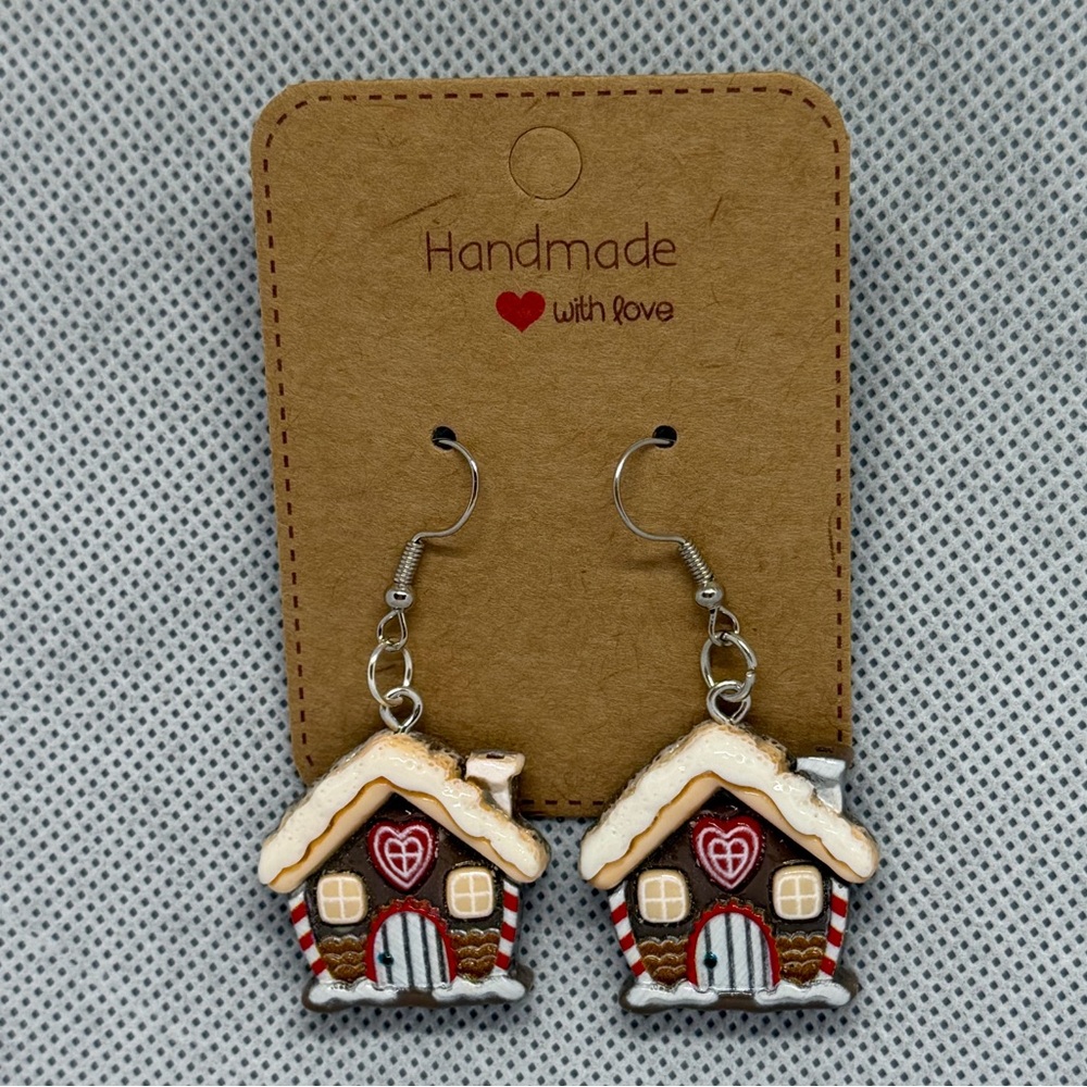 Handmade Gingerbread House Earrings